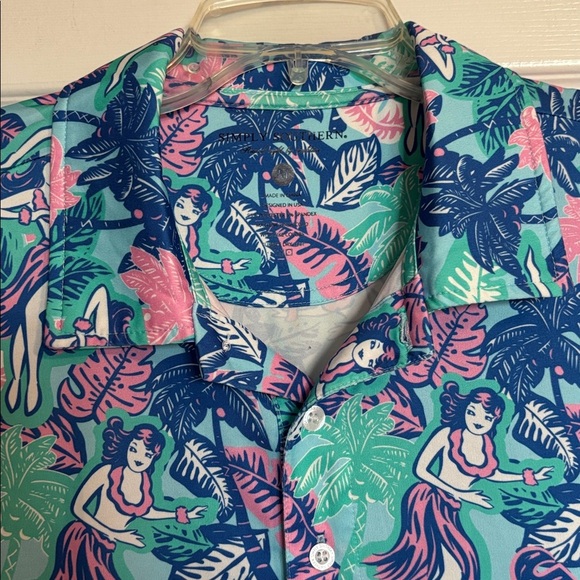 Simply Southern men’s blue tropical short sleeve polo shirt size medium - Picture 2 of 8